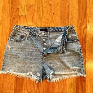 House of Harlow 1960 High Rise Cutoff Denim Shorts 29 Button Fly